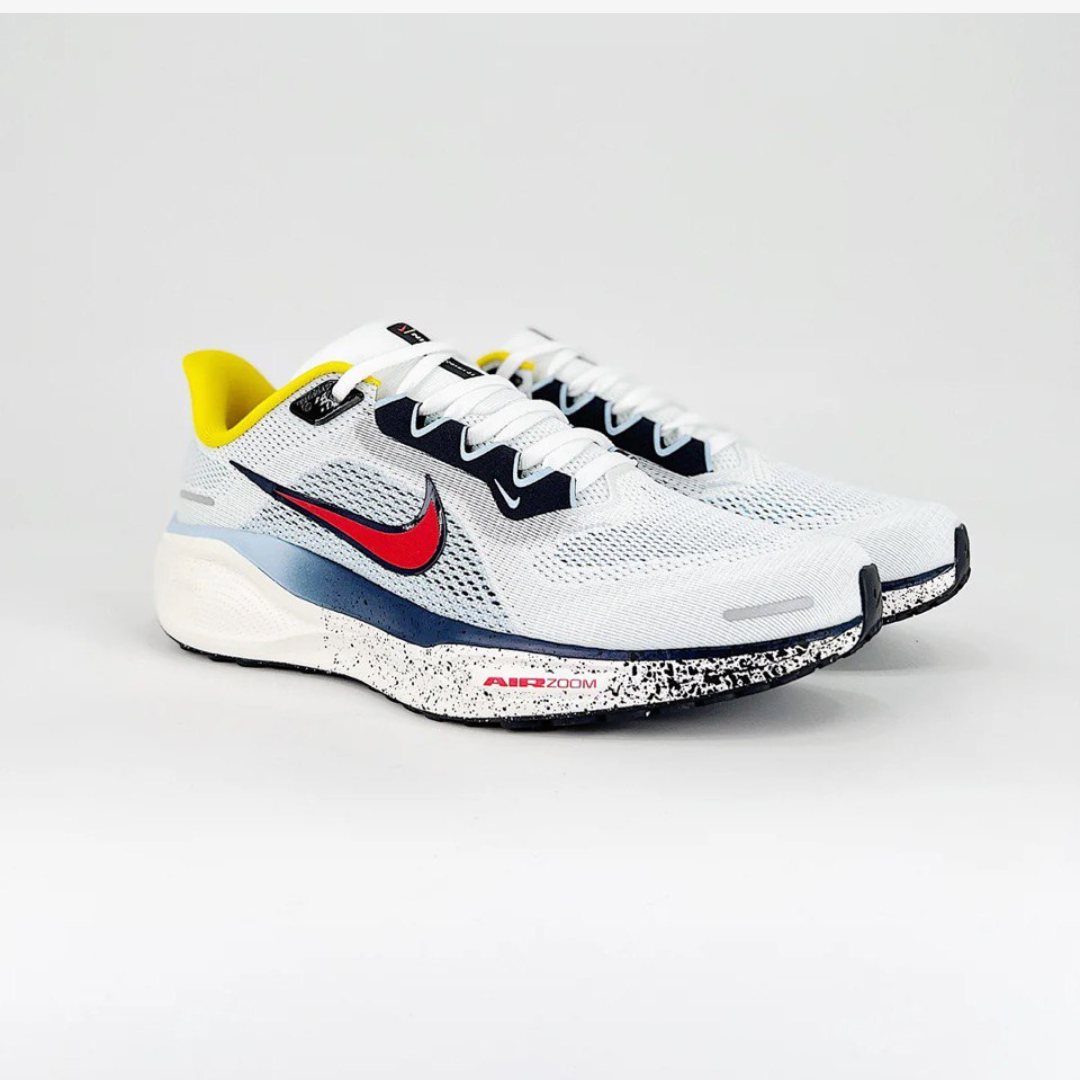 Nike Air Zoom Pegasus 41 - Branco/Azul/Amarelo/Vermelho