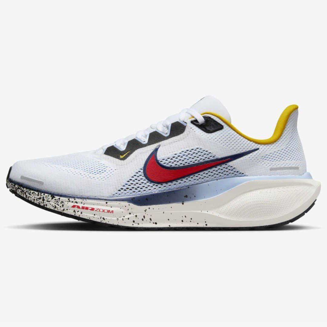 Nike Air Zoom Pegasus 41 - Branco/Azul/Amarelo/Vermelho